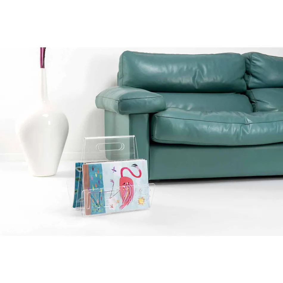 رف مجلات بتصميم من زجاج شبكي أسود أو شفاف، صنع في إيطاليا - عمر Viadurini