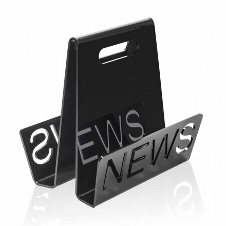 رف مجلات بتصميم من زجاج شبكي أسود أو شفاف، صنع في إيطاليا - عمر Viadurini