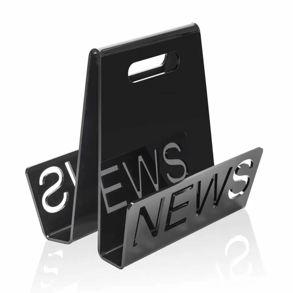 رف مجلات بتصميم من زجاج شبكي أسود أو شفاف، صنع في إيطاليا - عمر Viadurini