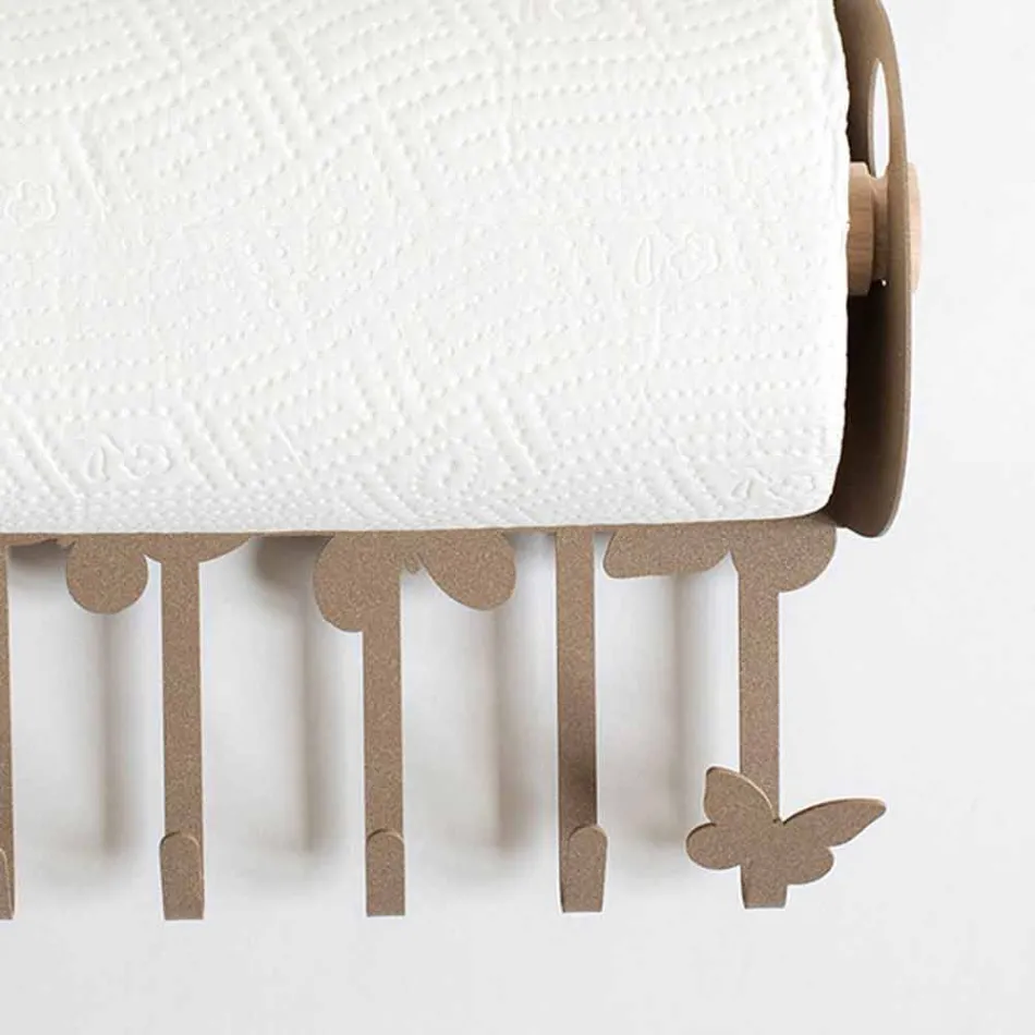 حامل لفافات الحائط من الحديد الأبيض أو البيج، صنع في إيطاليا - لايدن Viadurini