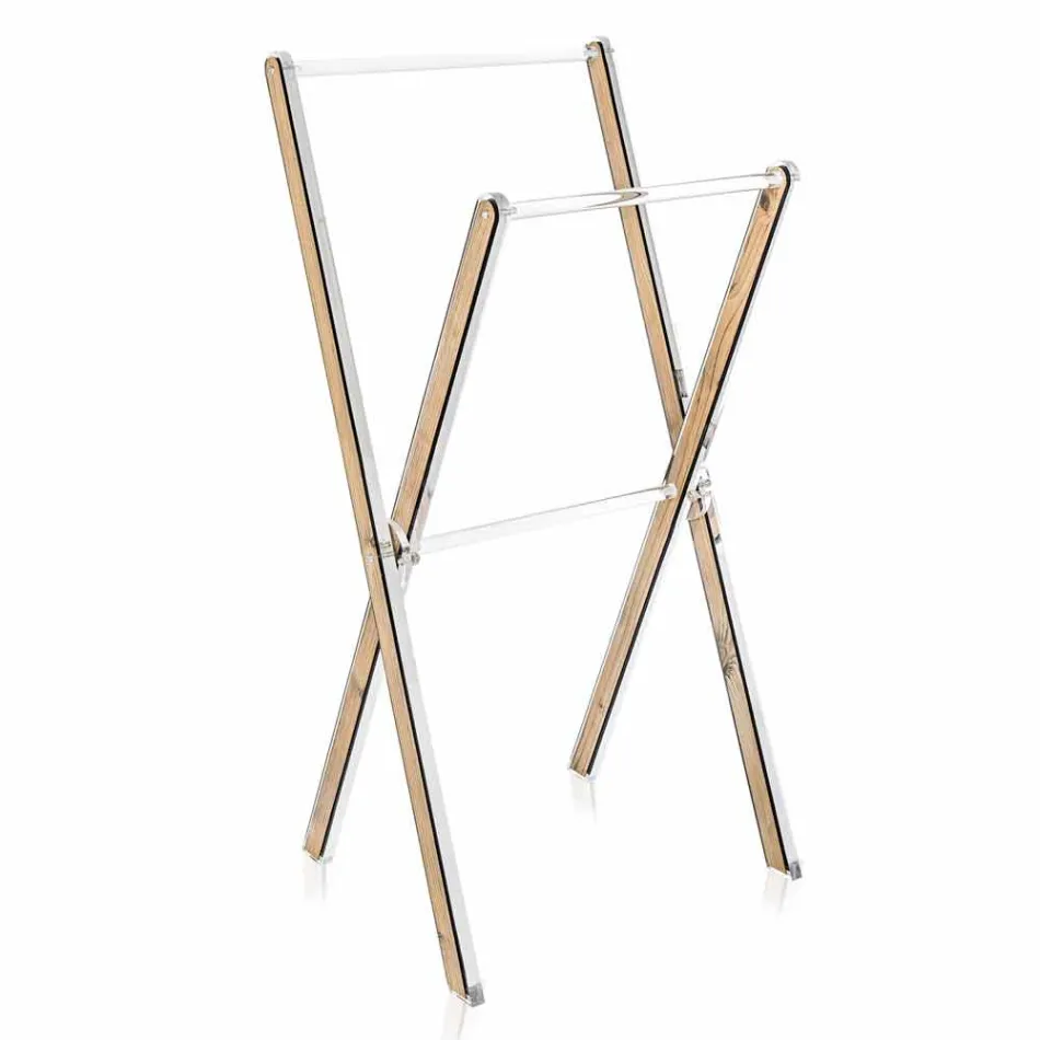 تصميم رف مناشف أرضي مصنوع من زجاج شبكي شفاف أو من الخشب - ستينديو Viadurini