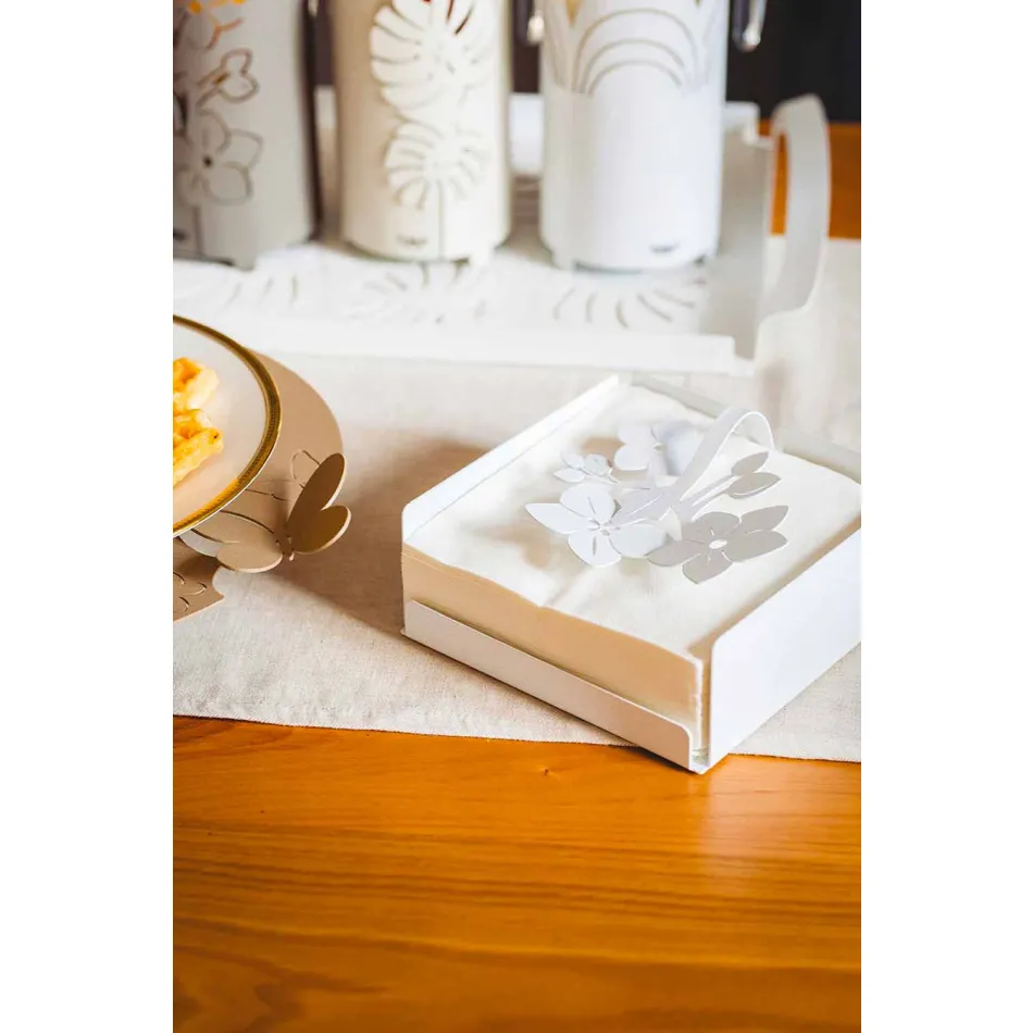 حامل مناديل عصري منخفض مزهر باللون الأزرق الحديدي أو الأبيض أو الطيني - ماركن Viadurini