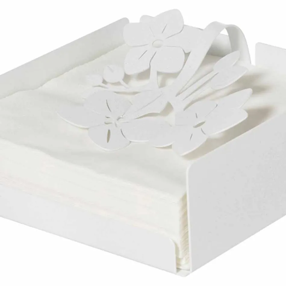 حامل مناديل عصري منخفض مزهر باللون الأزرق الحديدي أو الأبيض أو الطيني - ماركن Viadurini