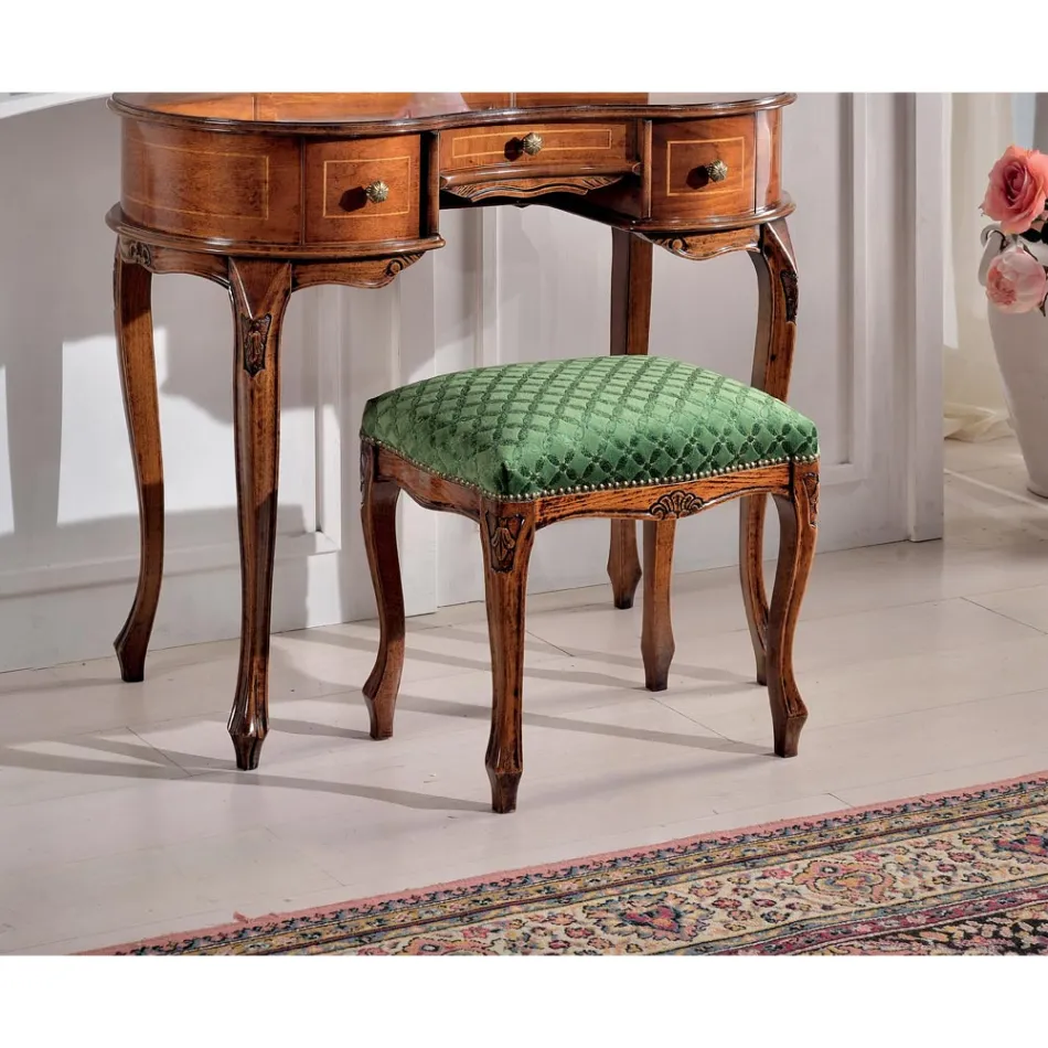 بوف كلاسيكي من خشب الجوز والقماش مصنوع في إيطاليا - فاخر Viadurini