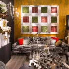 لوحة جدارية حديثة مصنوعة من المعدن والزهور الاصطناعية، صنع في إيطاليا - غونيو Viadurini