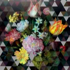 لوحة جدارية زجاجية حديثة بطبعة زهور، صنع في إيطاليا - جانزا Viadurini