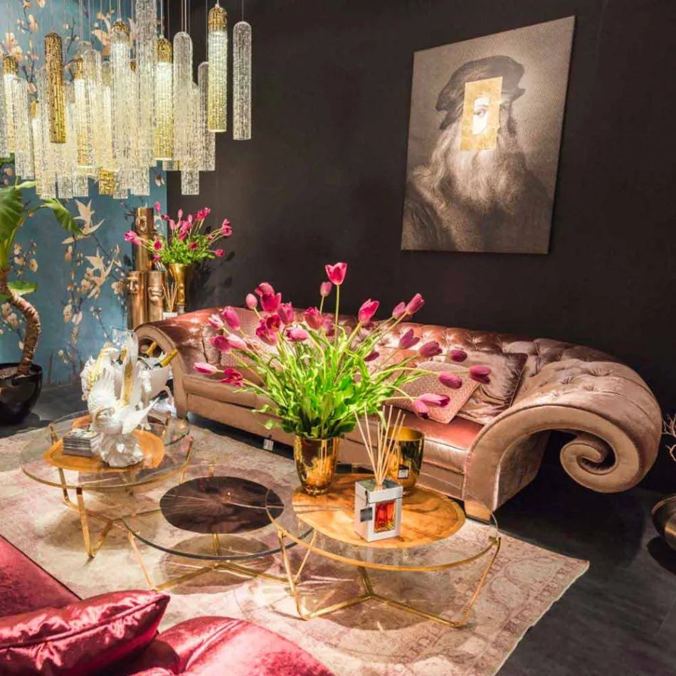 لوحة قماشية حديثة مطبوعة بورق الذهب، صنع في إيطاليا - فينشي Viadurini