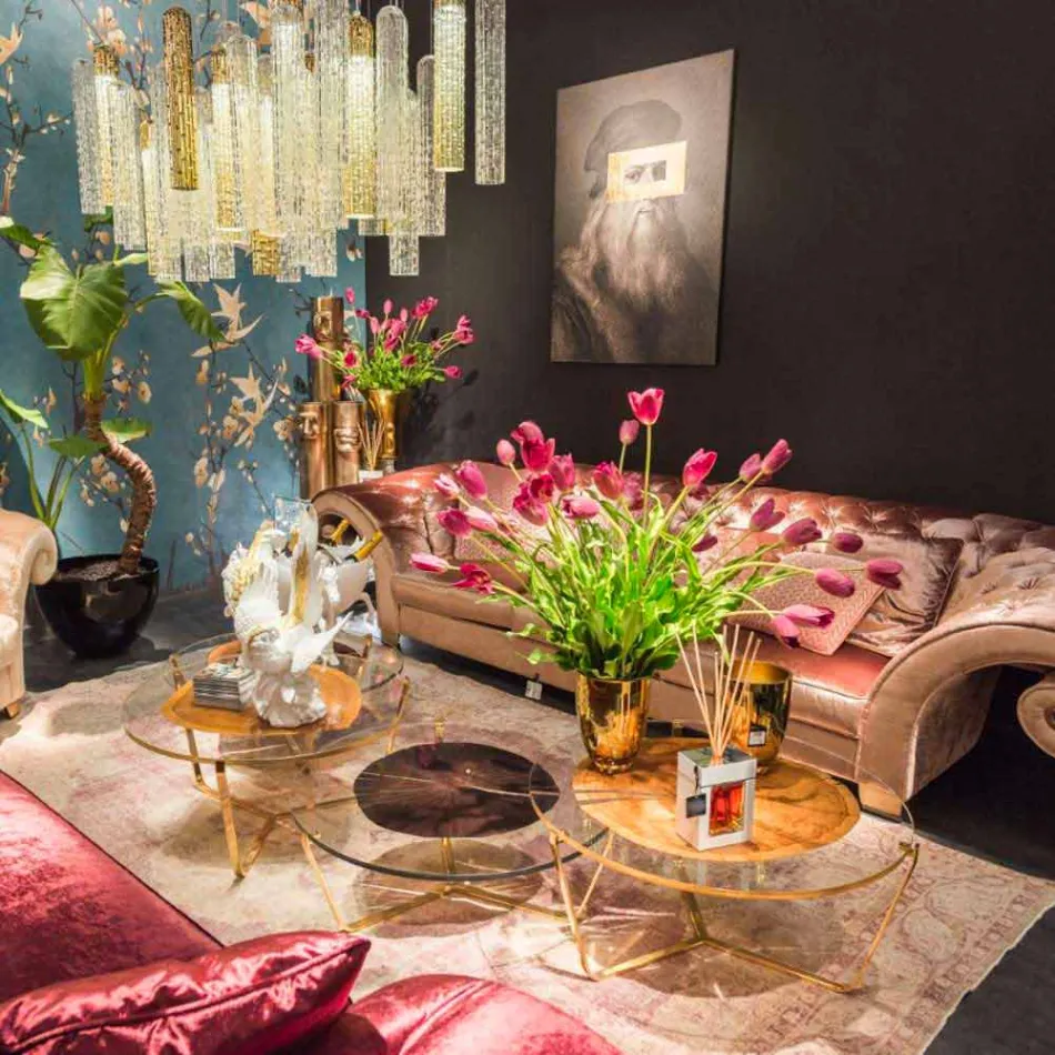 لوحة جدارية مطبوعة على قماش بتفاصيل من ورق الذهب، صنعت في إيطاليا - فينشي Viadurini