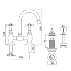 صنبور جسري كلاسيكي مصنوع يدويًا من النحاس للحوض - فيوريتا Viadurini