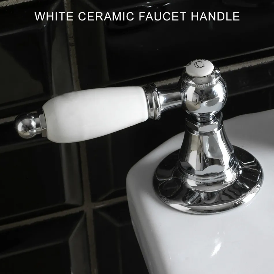 حنفية بيديه كلاسيكية بثلاث فتحات مع رافعات نحاسية، صنع في إيطاليا - نوريانا Viadurini