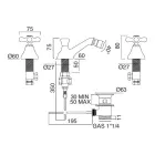 حنفية بيديه كلاسيكية بثلاث فتحات مع نفايات نحاسية، صنع في إيطاليا - إركولينا Viadurini