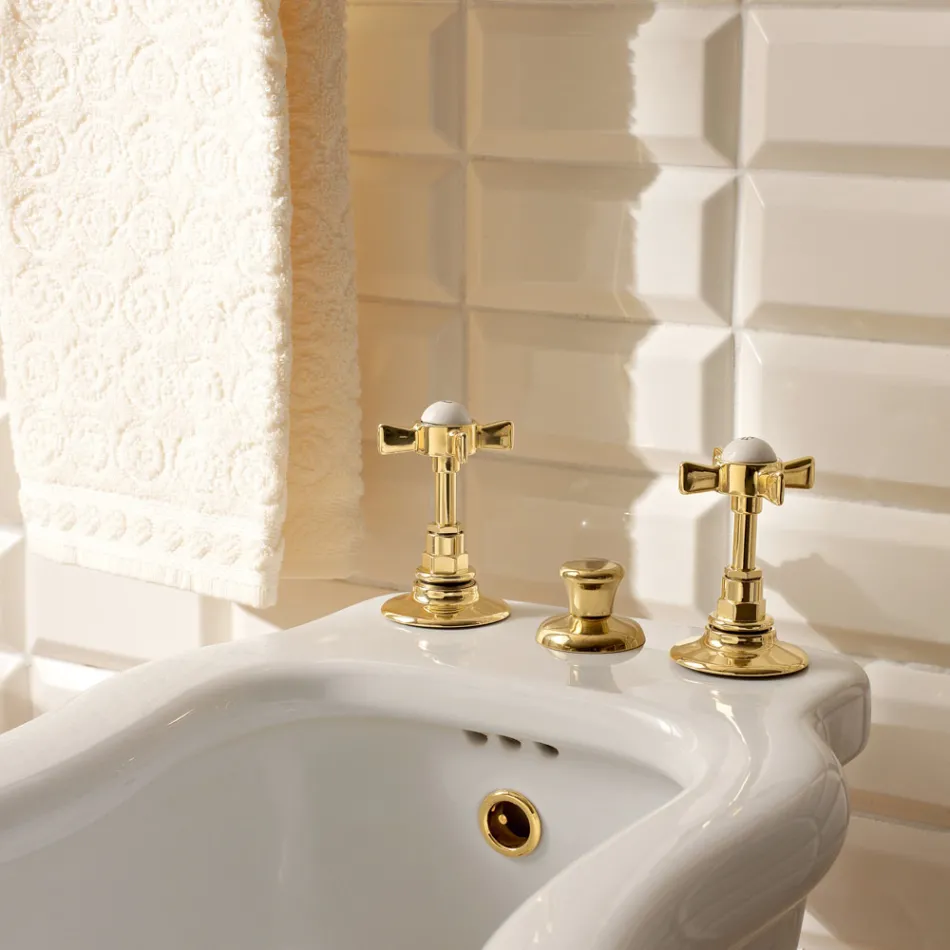 حنفيات بيديه نحاسية عتيقة، توصيل داخلي، صنع في إيطاليا – كاترينا Viadurini