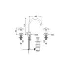 حنفية حوض مرتفعة عتيقة من النحاس بثلاث فتحات، صنع في إيطاليا - كلاريسا Viadurini