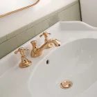 حنفية حوض نحاسية عتيقة بثلاث فتحات، صنع في إيطاليا – كلاريسا Viadurini