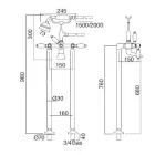 حنفية حوض استحمام أرضية مع دش نحاسي، صنع في إيطاليا - نوريانا Viadurini