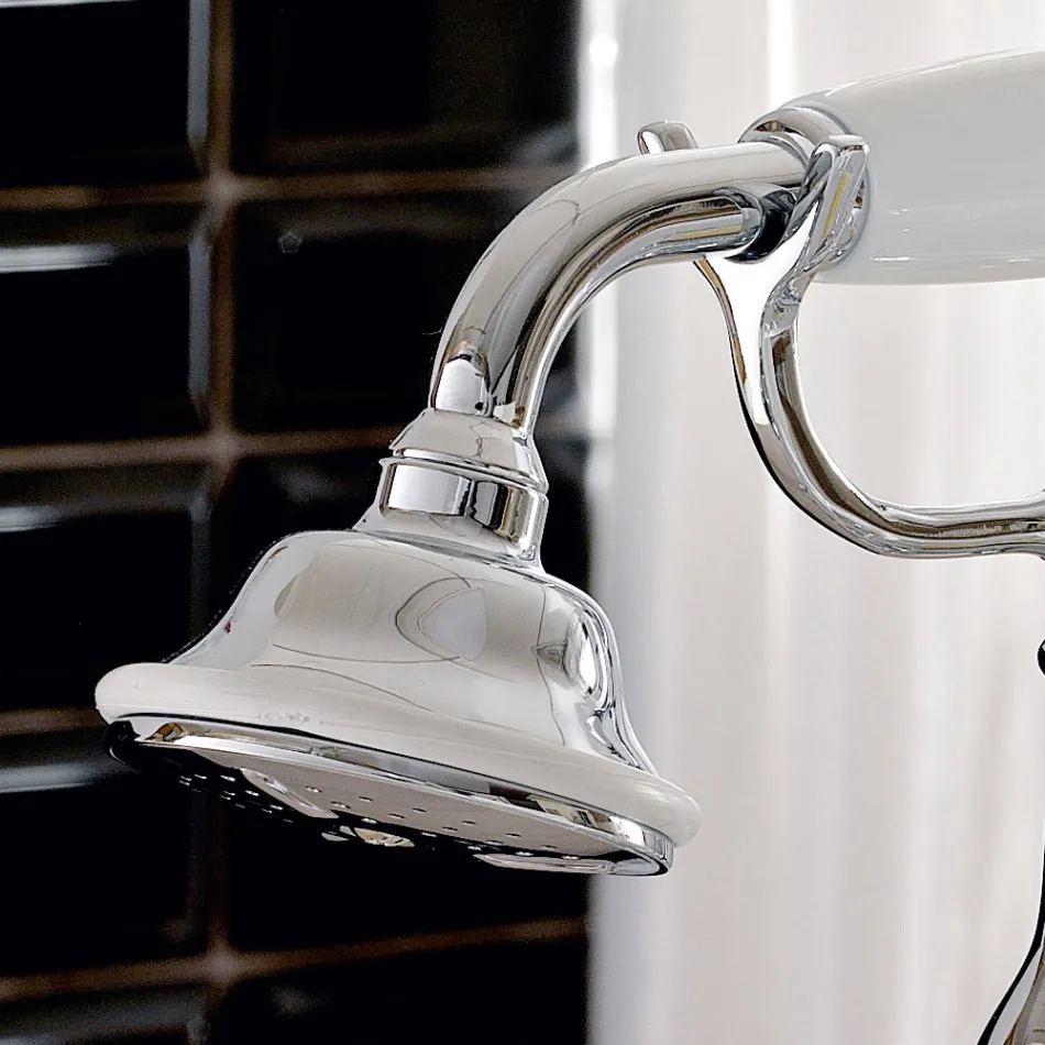 حنفية حوض استحمام أرضية مع دش نحاسي، صنع في إيطاليا - نوريانا Viadurini