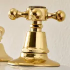 صنبور بيديه عتيق بثلاث فتحات من النحاس العتيق، صنع في إيطاليا - أورسولا Viadurini