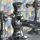 صنبور بيديه نحاسي عتيق بثلاث فتحات، صنع في إيطاليا - إليسيا Viadurini