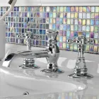 صنبور حوض عتيق بثلاث فتحات من النحاس العتيق، صنع في إيطاليا - إليسيا Viadurini