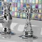 صنبور حوض عتيق بثلاث فتحات من النحاس العتيق، صنع في إيطاليا - إليسيا Viadurini