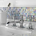 صنبور حوض عتيق بثلاث فتحات من النحاس العتيق، صنع في إيطاليا - إليسيا Viadurini