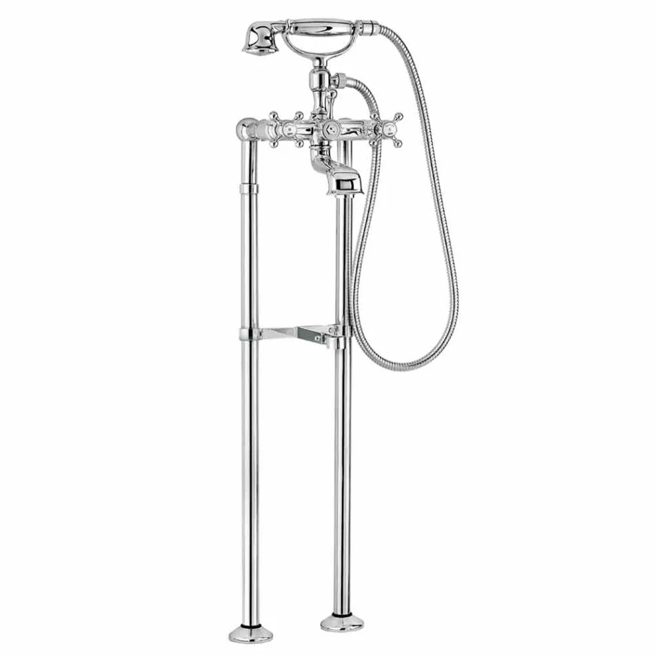 حنفية كلاسيكية لحوض الاستحمام على أعمدة نحاسية، صنع في إيطاليا - إنريكو Viadurini