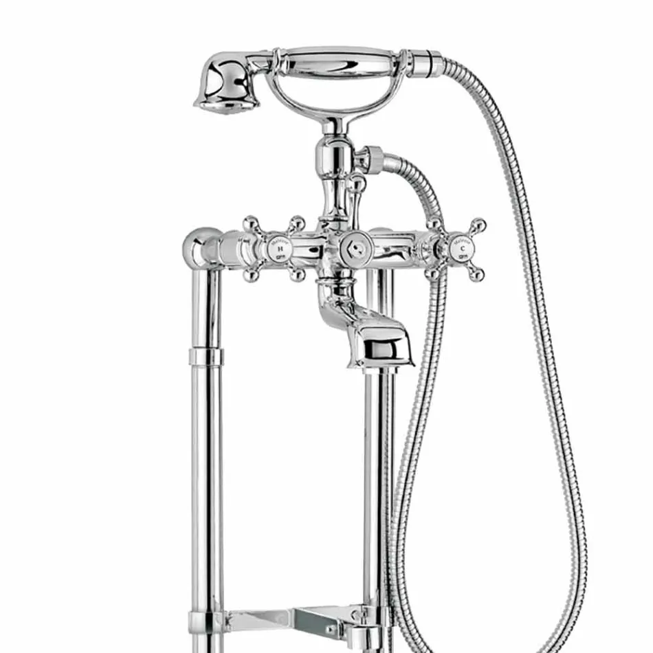 حنفية كلاسيكية لحوض الاستحمام على أعمدة نحاسية، صنع في إيطاليا - إنريكو Viadurini