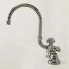 حنفية حوض حمام بثلاث فتحات من النحاس مع فوهة عالية وصرف - إركولينا Viadurini