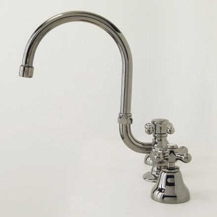 حنفية حوض حمام بثلاث فتحات من النحاس مع فوهة عالية وصرف - إركولينا Viadurini