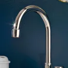 حنفية حوض حمام بثلاث فتحات من النحاس مع فوهة عالية وصرف - إركولينا Viadurini