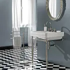 حنفية حوض حمام بثلاث فتحات من النحاس مع فوهة عالية وصرف - إركولينا Viadurini