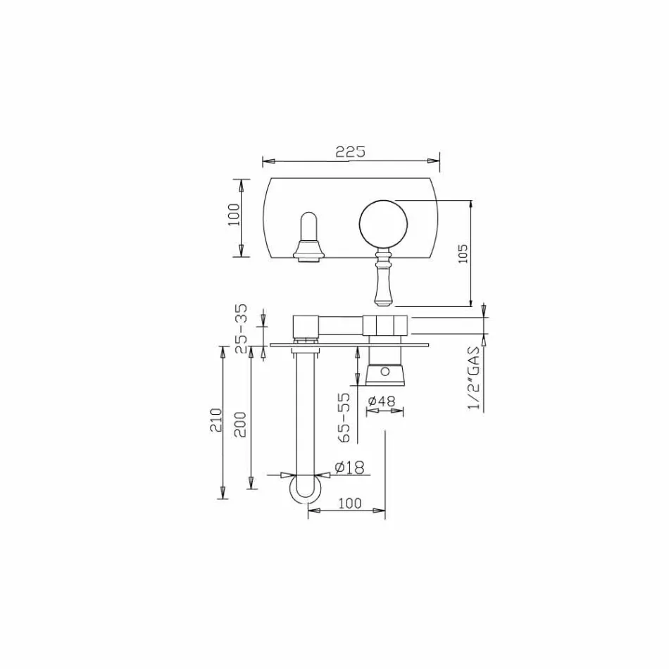 حنفية خلاط حائطية بتصميم إيطالي - نينو Viadurini