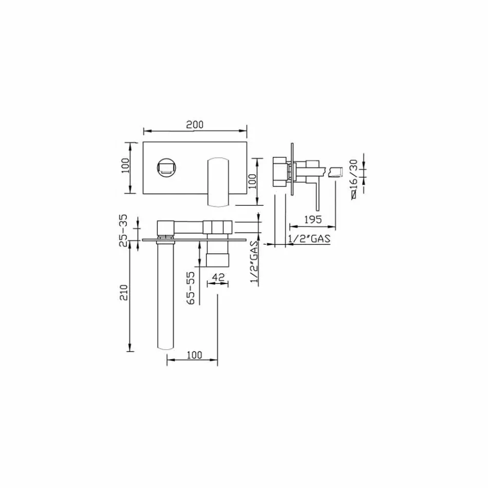 خلاط حائط بتصميم لوحة واحدة، صنع في إيطاليا - سيكا Viadurini
