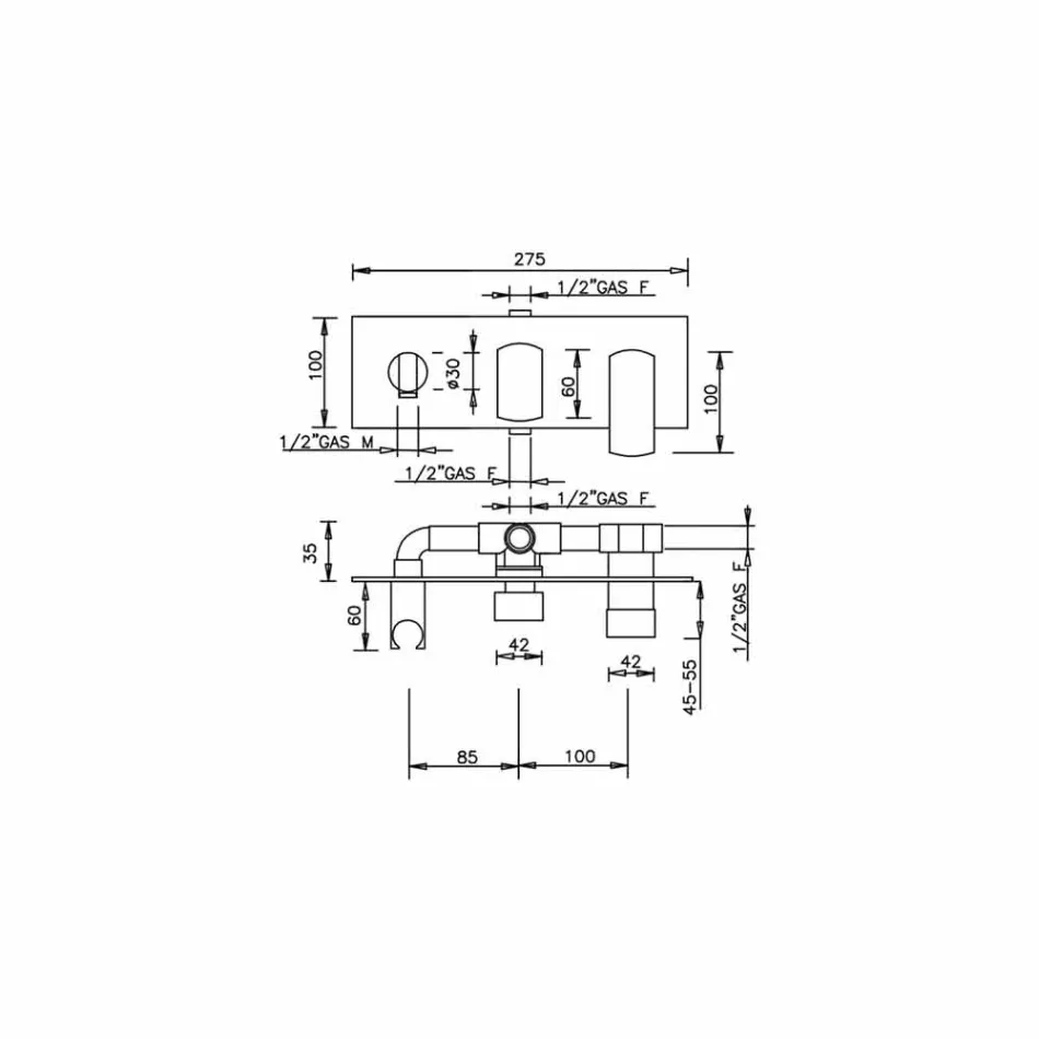 خلاط دش بتصميم ثلاثي الاتجاهات، صنع في إيطاليا - سيكا Viadurini