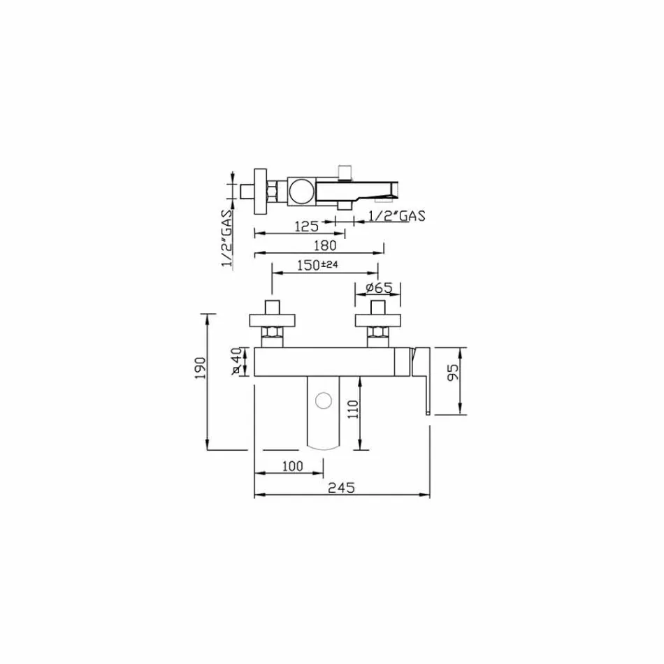 خلاط خارجي لحوض الاستحمام مصنوع في إيطاليا من النحاس - سيكا Viadurini