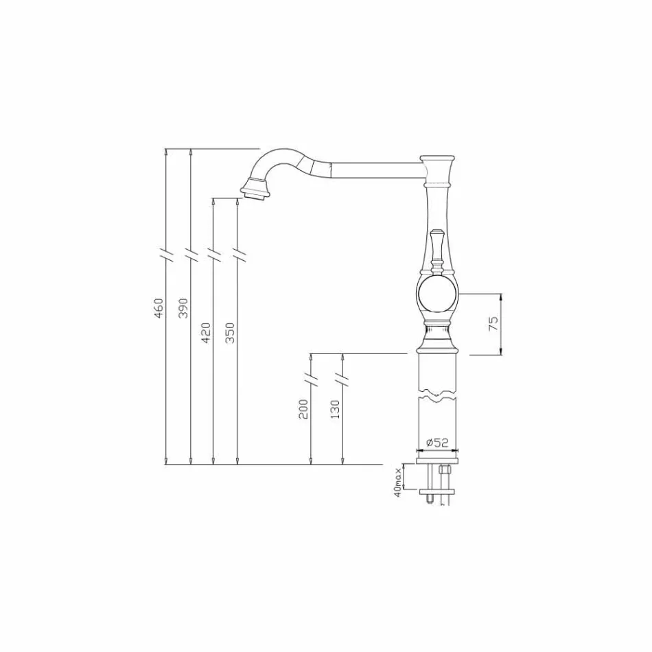 حنفية خلاط حوض بتصميم برميل مرتفع، صنع في إيطاليا - نينو Viadurini