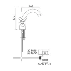 حنفية حوض حمام بفتحة واحدة من النحاس مع تصريف كلاسيكي - إركولينا Viadurini