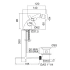 حنفية بيديه نحاسية بفتحة واحدة مع نفايات كلاسيكية - إركولينا Viadurini