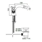 صنبور بيديه بفتحة واحدة من النحاس بمقابض فراشة كلاسيكية - فيوريتا Viadurini