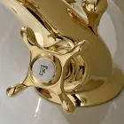 صنبور بيديه بفتحة واحدة من النحاس بمقابض فراشة كلاسيكية - فيوريتا Viadurini