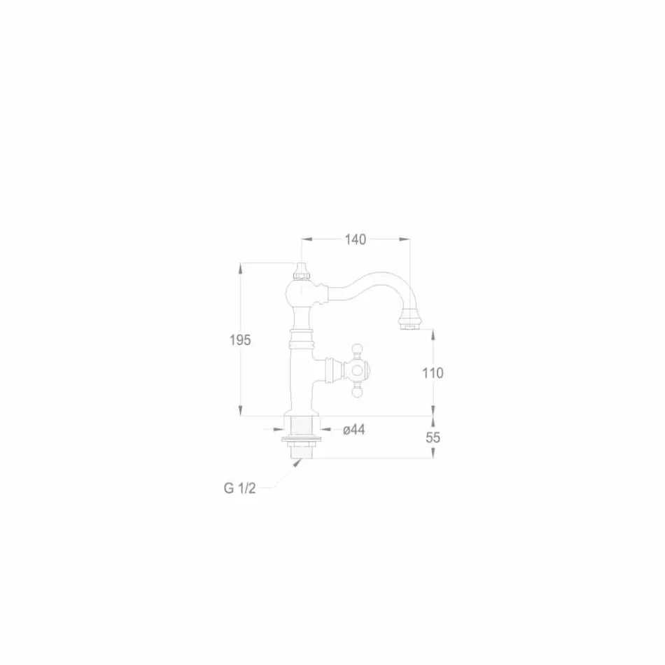 حنفية حوض حمام أحادية الماء بتصميم نحاسي، صنع في إيطاليا - Binsu Viadurini