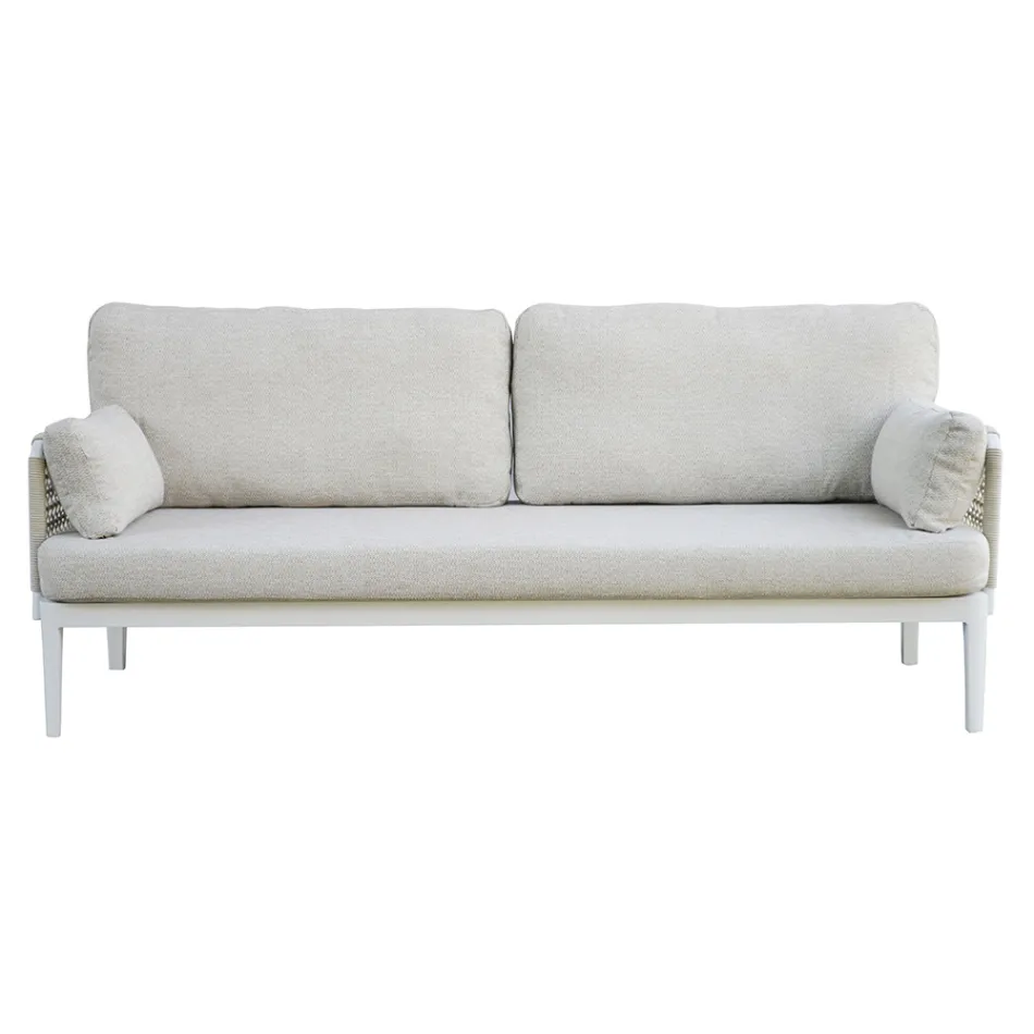 غرفة معيشة مكونة من كرسيين بذراعين وأريكة وطاولة قهوة من الألومنيوم - سيمفوني Viadurini