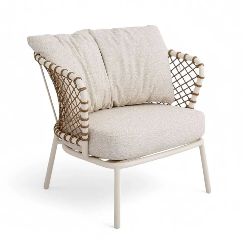 صالة خارجية بإطار من الألومنيوم ومسند ظهر من الحبال - سكاي لاين Viadurini