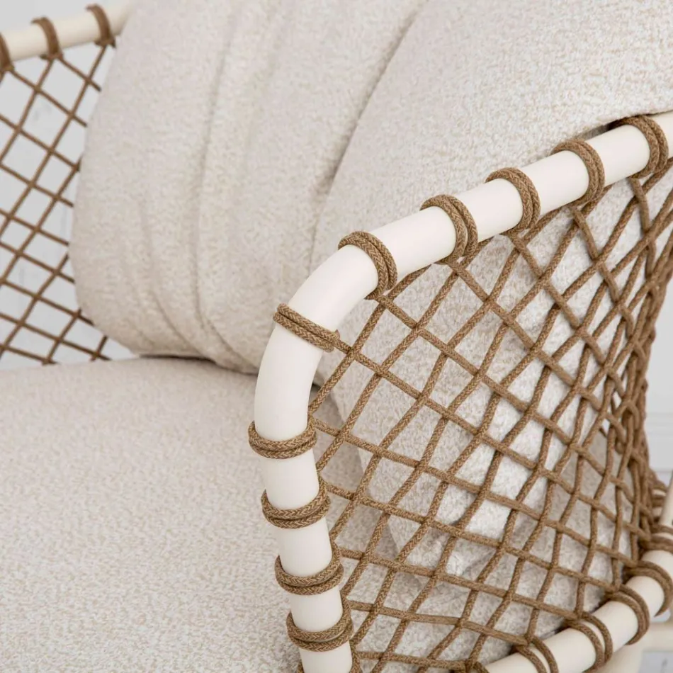 صالة خارجية بإطار من الألومنيوم ومسند ظهر من الحبال - سكاي لاين Viadurini