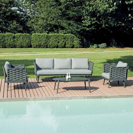 غرفة معيشة خارجية مع طاولة قهوة من الألومنيوم بألوان مختلفة - هارموني Viadurini