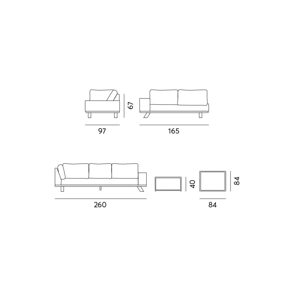 صالة خارجية من الألومنيوم الأسود مع طاولة قهوة سيراميك - جيسلان Viadurini
