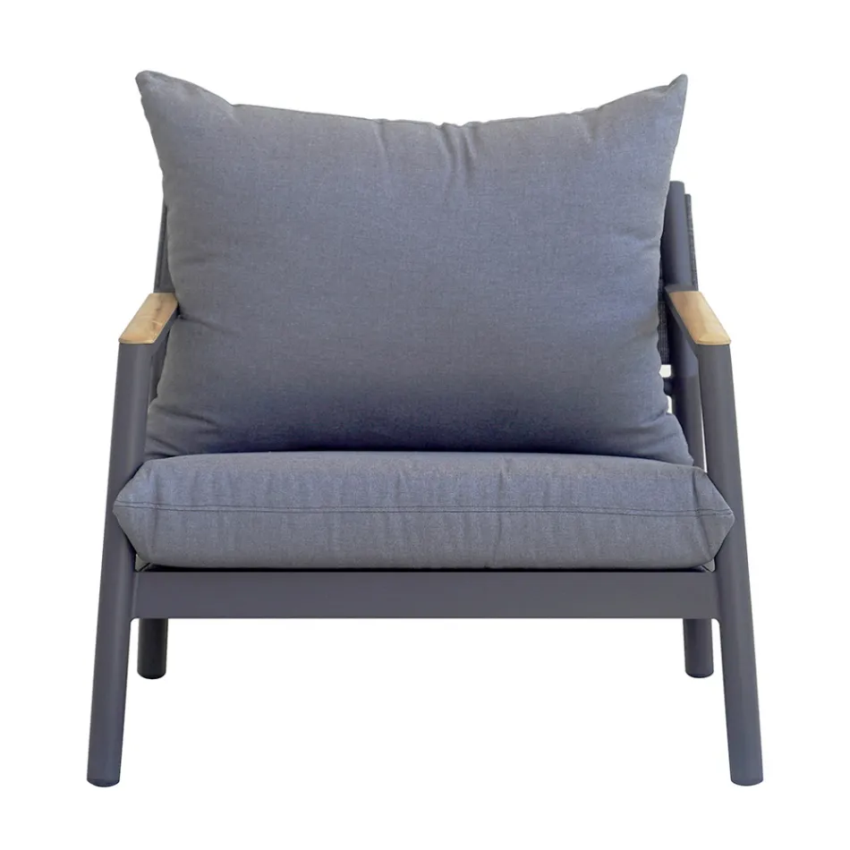 صالة حديقة مع كرسيين بذراعين وأريكة وطاولة ألومنيوم - ميني Viadurini