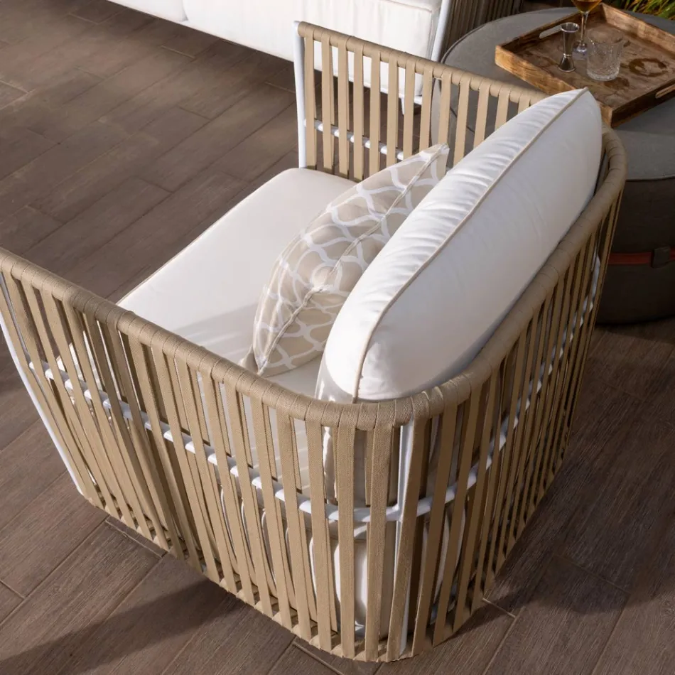 صالة حديقة من الألومنيوم والقماش الأبيض - يوجين Viadurini