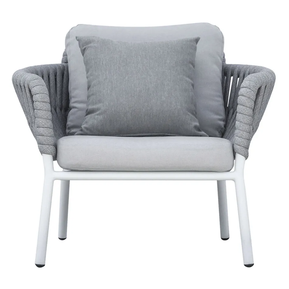 صالة حديقة من الألومنيوم والحبال مع طاولة قهوة - دينجو Viadurini