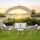 صالة حديقة من الألومنيوم والنسيج بالحبال - ألكور Viadurini